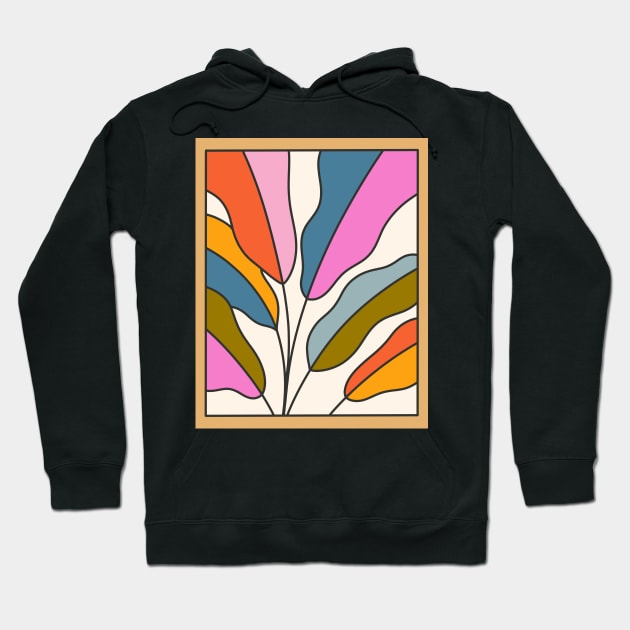 Colorful Botanical Abstract Leaves Hoodie by Trippycollage